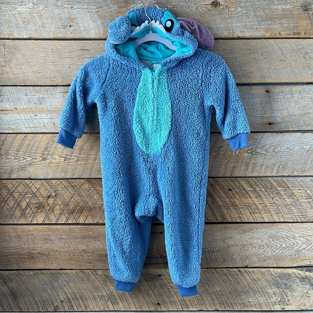 Disney Store Stitch Costume Pajama Romper Jumpsuit Bodysuit Kids Sz 3 Cozy